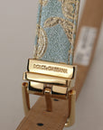 Dolce & Gabbana Elegant Light Blue Leather Belt with Gold Buckle