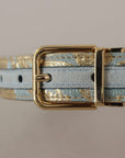 Dolce & Gabbana Elegant Light Blue Leather Belt with Gold Buckle