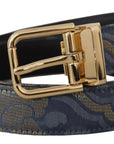 Dolce & Gabbana Elegant Navy Blue Leather Belt