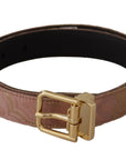 Dolce & Gabbana Chic Rose Pink Leather Belt with Logo Buckle