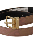 Dolce & Gabbana Chic Rose Pink Leather Belt with Logo Buckle