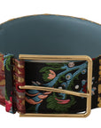 Dolce & Gabbana Multicolor Canvas Leather Statement Belt