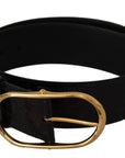 Dolce & Gabbana Chic Black Leather Logo Belt