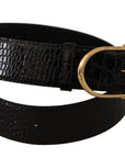 Dolce & Gabbana Chic Black Leather Logo Belt