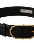 Dolce & Gabbana Chic Black Leather Logo Belt