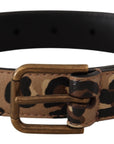 Dolce & Gabbana Elegant Leather Engraved Buckle Belt