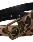 Dolce & Gabbana Elegant Leather Engraved Buckle Belt