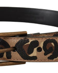 Dolce & Gabbana Elegant Leather Engraved Buckle Belt