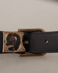 Dolce & Gabbana Elegant Leather Engraved Buckle Belt