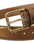 Dolce & Gabbana Elegant Bronze Leather Belt with Logo Buckle