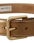 Dolce & Gabbana Elegant Bronze Leather Belt with Logo Buckle