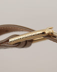 Dolce & Gabbana Elegant Bronze Leather Belt with Logo Buckle