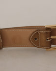 Dolce & Gabbana Elegant Bronze Leather Belt with Logo Buckle