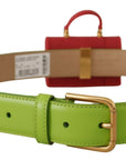 Dolce & Gabbana Elegant Leather Belt with Mini Bag Accessory