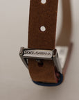 Dolce & Gabbana Chic Suede Belt with Logo Engraved Buckle