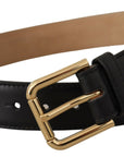 Dolce & Gabbana Elegant Leather Belt with Logo Buckle