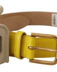 Dolce & Gabbana Chic Yellow Leather Belt with Headphone Case