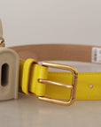 Dolce & Gabbana Chic Yellow Leather Belt with Headphone Case