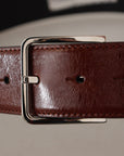 Dolce & Gabbana Elegant Leather Belt with Engraved Buckle