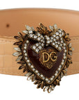 Dolce & Gabbana Enchanting Nude Leather Belt with Engraved Buckle