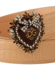 Dolce & Gabbana Enchanting Nude Leather Belt with Engraved Buckle