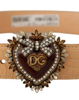 Dolce & Gabbana Enchanting Nude Leather Belt with Engraved Buckle