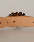 Dolce & Gabbana Enchanting Nude Leather Belt with Engraved Buckle