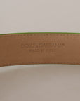 Dolce & Gabbana Chic Emerald Leather Belt with Engraved Buckle