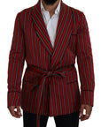 Dolce & Gabbana Elegant Red Striped Long Robe Luxury Wear