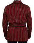 Dolce & Gabbana Elegant Red Striped Long Robe Luxury Wear