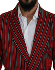 Dolce & Gabbana Elegant Red Striped Long Robe Luxury Wear