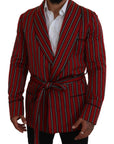 Dolce & Gabbana Elegant Red Striped Long Robe Luxury Wear