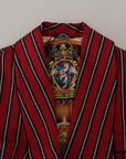 Dolce & Gabbana Elegant Red Striped Long Robe Luxury Wear