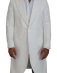 Dolce & Gabbana Elegant White Floral Brocade Trench Coat