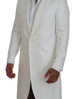 Dolce & Gabbana Elegant White Floral Brocade Trench Coat