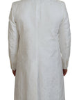 Dolce & Gabbana Elegant White Floral Brocade Trench Coat