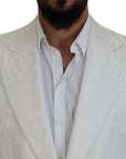 Dolce & Gabbana Elegant White Floral Brocade Trench Coat