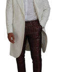 Dolce & Gabbana Elegant White Floral Brocade Trench Coat