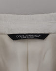 Dolce & Gabbana Elegant White Floral Brocade Trench Coat