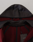 Dolce & Gabbana Elegant Hooded Parka Coat in Black and Bordeaux