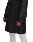 Dolce & Gabbana Elegant Hooded Parka Coat in Black and Bordeaux