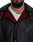 Dolce & Gabbana Elegant Hooded Parka Coat in Black and Bordeaux