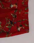 Dolce & Gabbana Elegant Silk Dress Trousers in Red Bird Print