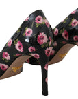 Prada Elegant Floral Print Leather Pumps
