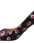 Prada Elegant Floral Print Leather Pumps