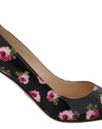 Prada Elegant Floral Print Leather Pumps