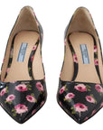 Prada Elegant Floral Print Leather Pumps