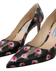 Prada Elegant Floral Print Leather Pumps