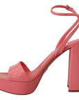 Prada Chic Pink Patent Leather Platform Sandals