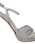Prada Elegant Silver Stiletto Heels Sandals